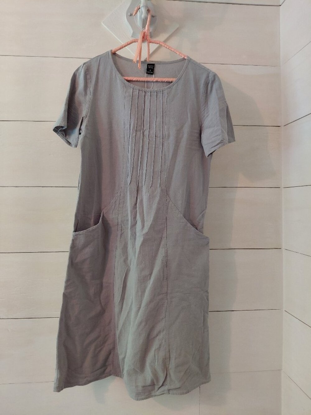 Blue Gray Dress 100% cotton with pockets S